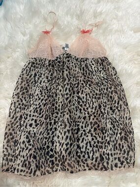La Senza pink‎ lace and animal print lingerie slip size M